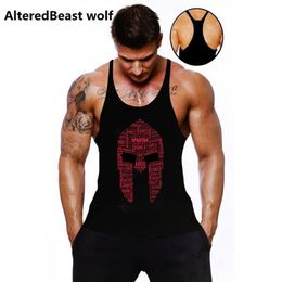 Men's Tank Tops Men Tank Tops Spartan Print Fitness Tank Top Men Brand tops Sleeveless Bodybuilding Shirt workout stringer mens clothing 230411