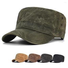 Berets Waxed Canvas Cotton Military Caps Men Waterproof Cadet Army Cap Unique Design Vintage Flat Top Hat