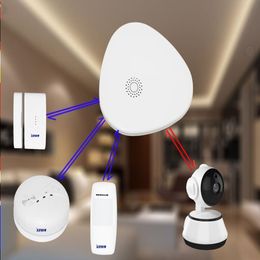 Freeshipping wifi gateway Integrated intelligent home security alarm system HD 720P wifi camera set with message push real time video Kgcms