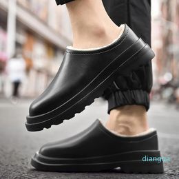 Sandals Cool Mens Waterproof Work Shoes Winter Short Tube Low-top Rubber Warm Fur Kitchen Chef Non-slip And Oil-proofSandals