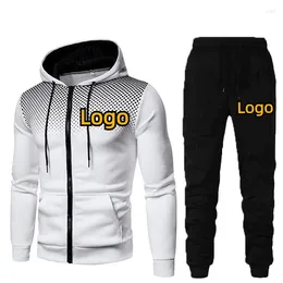 Men's Tracksuits Customised Logo Hoodies Jogger Pants Autumn Men Sport Suits Casual Hooded Sweatshirts DIY Tracksuit Sportswear For Male