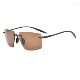 Sunglasses TR90 Men's HD Polarized Nylon Ultra-light Frameless Fishing Sports Female Driver's Mirror