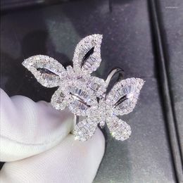 Wedding Rings 2023 Cute Silver Colour Butterfly Engagement Ring With Bling Zircon Stone For Women Fashion Jewellery Gift