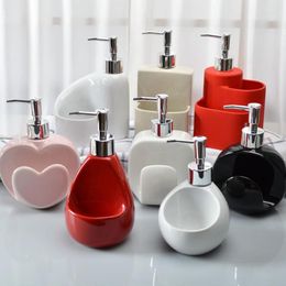 Bath Accessory Set Simple Household Ceramic Lotion Machine Multi-function Detergent Bottling Hand Soap Bottle Shower With Sponge Seat
