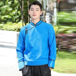 Ethnic Clothing Traditional Chinese For Men Jacket Linen Hanfu Style Top Vintage Cheongsam Coat Tang Suit KK3933