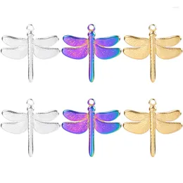 Pendant Necklaces 5pcs/Lot No Fade Silver Colour Necklace For Women Dragonfly Stainless Steel Charms Accessories DIY Jewellery Making Bulk