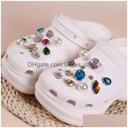 Shoe Parts Accessories Classic Colorf Croc Charms Crystal Pearl Trend Shoes Jewellery Drop Delivery Dhbwe