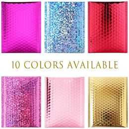 Gift Wrap 10Colors 10PCS Pack 6x9'' 180x230mm Aluminum Metallic Foil Bubble Mailer CD Eyelash Packaging Padded Envelope 277z