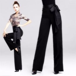 Stage Wear Dance Pants Standard Latin Clothes For Women Men Practice High Waist Ballroom Competition Trousers Black