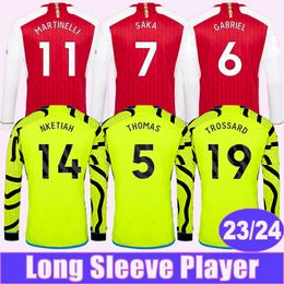 2023 24 SAKA G. JESUS Long Sleeves Player Soccer Jerseys WHITE TIERNEY GABRIEL ODEGAARD SMITH ROWE MARTINELLI Home Away Football Shirts
