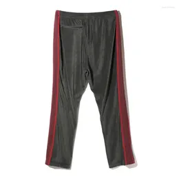 Men's Pants Velvet Needles Dark Gray Red Ribbon Sweatpants Men Women Drawstring Embroidery Butterfly AWGE Gym Y2k