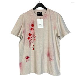 Men's T Shirts Abstract Hand Painted Spray Paint Rose Hiphop Basic Loose Casual Men's And Women's Short Sleeve Tops