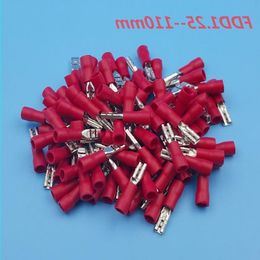 1000Pcs Red FDD125-110 28mm16-22AWG Insulated Female Spade Wire Crimp Terminal Connector Oucht