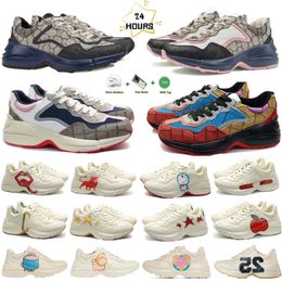 Classic G Family Rhython Collection Logo Leather Sports Shoes Dad Shoes Lace up Print White Thick Sole Elevated Casual Shoes Letter Print Couple Shoes sneakers 35-45