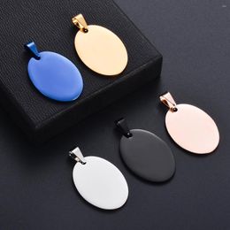 Pendant Necklaces 10pcs Wholesale 5 Colors Stainless Steel Dog Tags Oval Shape Necklace Jewelry Pet ID Collars