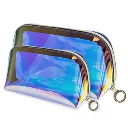 Fashion Women Laser Cosmetic Bag Handbags Colourful PVC Makeup Bag Portable Tote clutch bag Travel Wash Storage Bags Organiser