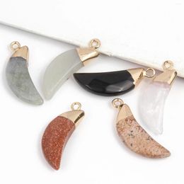 Pendant Necklaces 27x10mm Natural Stone Meniscus Shape Agate Jade Quartz Crystal Jewellery Making For Diy Necklace Accessories Supplies