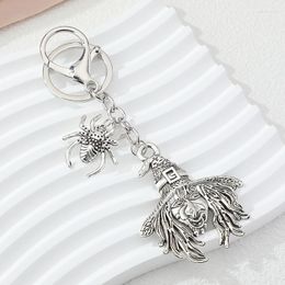 Keychains Fashion Alloy Witch Small Spider Insect Key Rings For Women Men Friendship Gift Handbag Decoration Jewellery