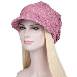 Sun Hats Caps BP Female Spring Autumn ollow ook Flower Duck Tongue Ethnic Style Pullover Mesh Stacked Cap Short Brim at Cross Border Woman Man