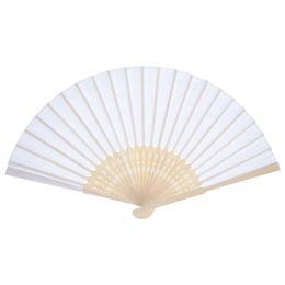 Best 12 Pack Hand Held Fans White Paper fan Bamboo Folding Fans Handheld Folded Fan for Church Wedding GiftParty Favors DIY