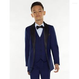 Men's Suits Blue Boys For Weddings Prom Party Boy Formal Dress A Kids Tuxedo Children Clothing Blazer(Jacket Pants Vest)