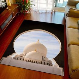 Carpet Islam Mosque Muslim Print Prayer Worship Rug Carpet Festival Ramadan Kareem Pray Mats Kneeling Poly Mat Door Rugs Dropshipping Z0411