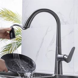 Kitchen Faucets Gun Grey PullOut Cold And Water Wash Vegetable Basin Sink Rotating Telescopic Black 230411