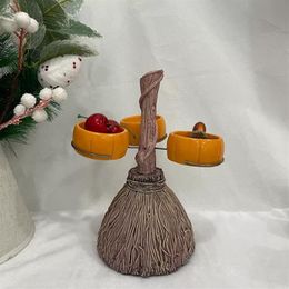 Halloween Snack Serving Bowls With Holder Pumpkin Broom Candy Cake Salad Bowl For Halloween Holiday Party Decoration R231006272L