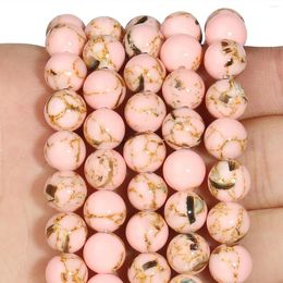 Loose Gemstones Natural Stone Pink Shell Turquoises Round Beads For Jewellery Making DIY Bracelet Earrings Accessories 15'' 4 6 8 10