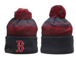 BOSTON Beanies RED SOX Beanie Cap Wool Warm Sport Knit Hat Baseball North American Team Striped Sideline USA College Cuffed Pom Hats Men Women a0