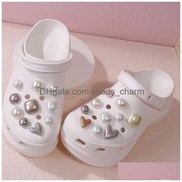 Shoe Parts Accessories Colorf Trend Croc Charms Classic Mixed Color Pearl Diy Buckle Drop Delivery Shoes Dhd6T