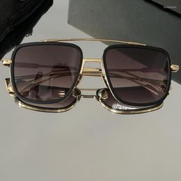 Sonnenbrille Stil Top Hohe Qualität Chrom Großer Oversize Rahmen Vintage Sonnenbrille Männer Quadratisch Metall Frauen Retro SONNE Glas CH8056 Box
