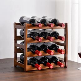 Kitchen Storage 4-tier Tabletop Wine Rack Vintage Wooden Holds Up To 16 Bottles Of Cabinet Holders Shelf Home Bar