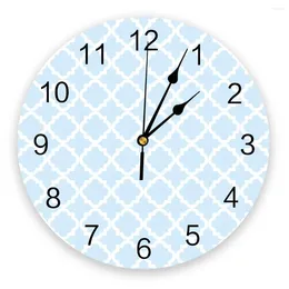 Wall Clocks Blue White Diamond Geometic Round Clock For Home Decor Living Room No Ticking Sound Modern Creative