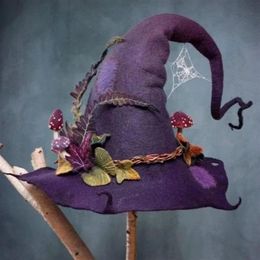 Party Hats Women Witch Hat Felt Halloween Pointed Sorceress Fancy Dress Cosplay Costume Accessories For Girls Gifts2891