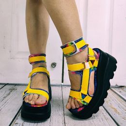 Shoes Sandals Summer Women's Melange 2024 Platform Gladiator Wedge Heels Open Toe Buckle Strap 689 709