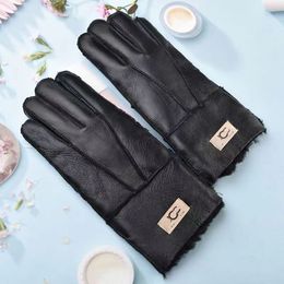 warm Waterproof cycling padded warmth women gloves Christmas gift style luxury gloves designer Solid colour letter leather design gloves 27JOP