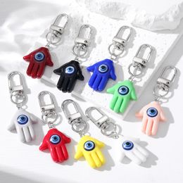 S3560 Resin Fatima Palm Keychain Turkish Blue Eye Pendant Key Ring For Man Woman Flower Evil Eyes Keychain