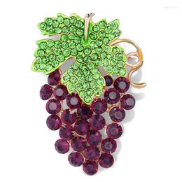 Brooches Fashion Purple Grape For Women Suit Rhinestone Crystal Jewellery Fruit Pins Scarf Buckle Men Badge Clothing Accessories