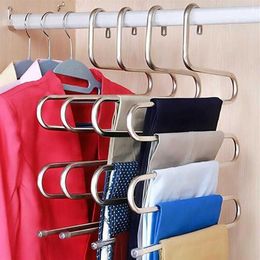 Multi-functional S-type trouser rack stainless steel multi-layer traceless adult hanger 211026317S