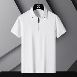 Men's Polos Korean Style Solid Brand Fashion Polo Shirt Short Sleeve Men's Black and White Summer Breathable Top Large 4XL 230412