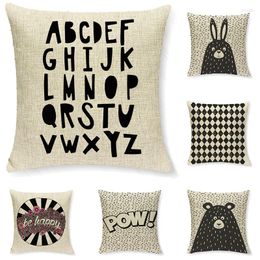 Pillow Home Decor Anime Letter Throw Pillows Covers Geometric Pillowcases Living Room Decorative Black White Colour Sofa Cover