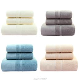 Towel 3pcs Cotton Bath Solid Colour Jacquard Absorbent Quick Dry Washcloth Bathroom Shower Beach Blanket O27 21 Dropshpping