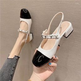 Dress Shoes Summer Women Mid Heel Square Head Fashion Mary Jane Women's Party Sandals Casual