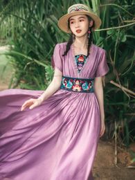 Ethnic Clothing Hanfu Costume Dress Women National Style Retro Flower Embroidery Vintage Ancient Princess Dance HS51