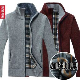 Mens Jackets Autumn And Winter Jacket Fleece Thickening Large Size Middleaged Elderly Gown Casual Loose To 231110