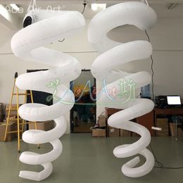 Outdoor Indoor Activities Vertical Hanging Inflatable Spiral Large Model Red White Suitable For Bar Decoration