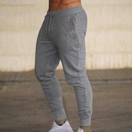 Men's Pants Mens Sweatpants Solid Colour Elastic Waist Drawstrings Trousers Hip Hop Korean Style Pockets Fitness Outdoor Sports Jogger Bottom