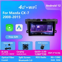 Android 12 Video 2.5D Screen IPS Car DVD Video Player for Mazda CX-7 2008-2015 Stereo Audio Bluetooth Wifi Swc