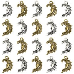 Charms Wholesale 12pcs Two Colour Moon Alloy Metal Pendants For DIY Necklace Bracelet Jewellery Accessory Making Crafting 27 15mm